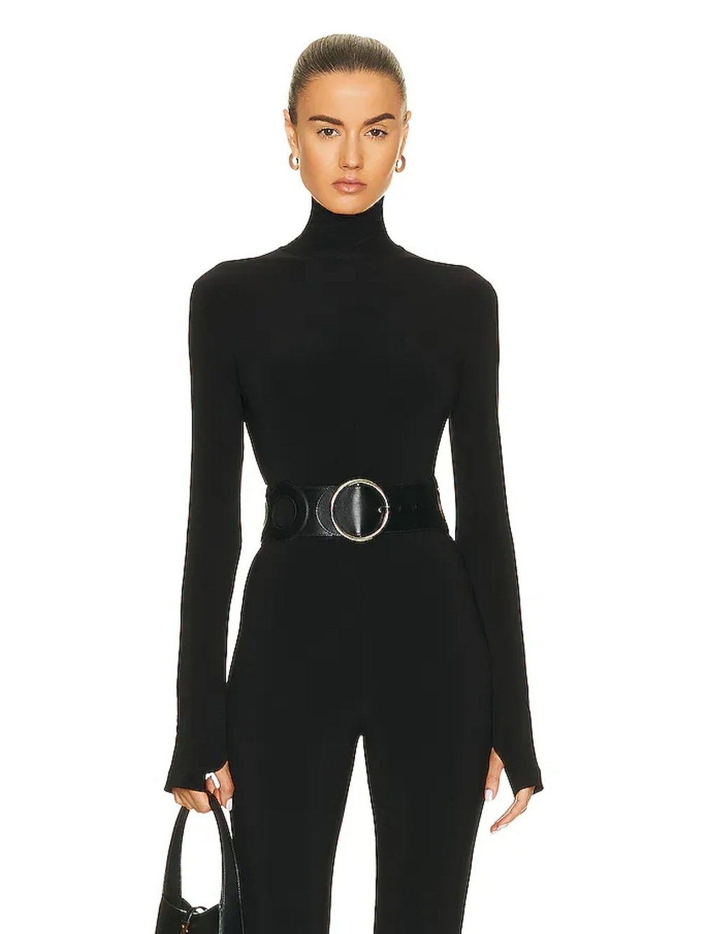 Norma Kamali Black Long-Sleeve Turtleneck Top